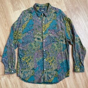 Vintage Guess men’s shirt Marciano gray green purple abstract XL 90’s